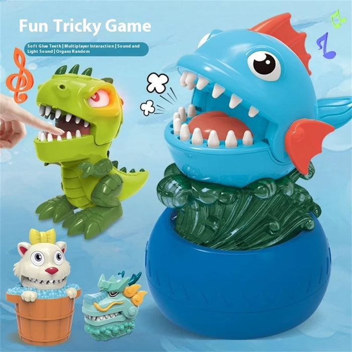 Dinosaur Teeth Game for Kids Biting Finger Push Tooth Down Game Prank Toys with Sound and Light - Green - 5