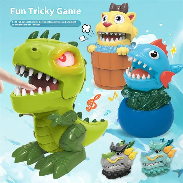 Dinosaur Teeth Game for Kids Biting Finger Push Tooth Down Game Prank Toys with Sound and Light - Green - 6