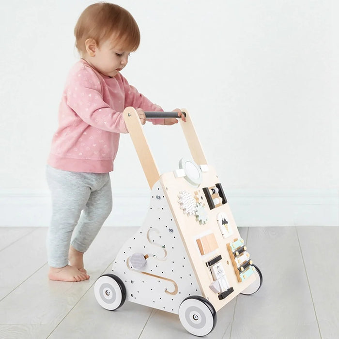 Multifunction Baby Walker Learning Walking Cart Wooden Newborn Stroller Early Education Toy - 2