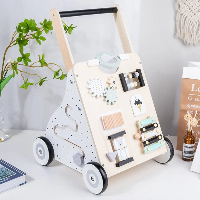 Multifunction Baby Walker Learning Walking Cart Wooden Newborn Stroller Early Education Toy - 4