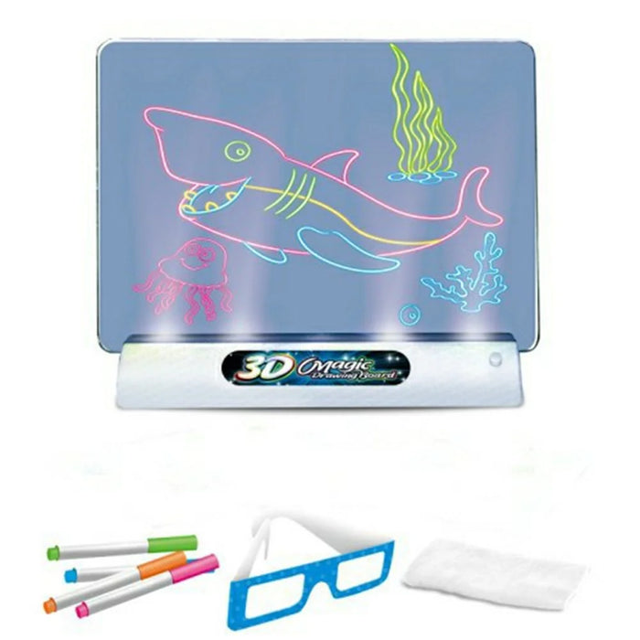 3D Fluorescent Drawing Board 16 x 12cm Light Up Writing Pad Doodle Board Educational Toy for Kids - Dinosaur Style - 2