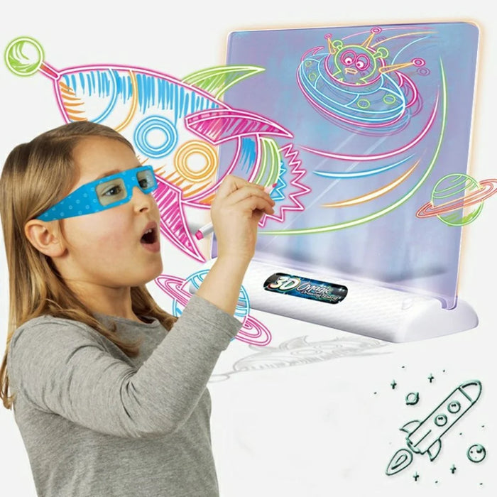 3D Fluorescent Drawing Board 16 x 12cm Light Up Writing Pad Doodle Board Educational Toy for Kids - Dinosaur Style - 3