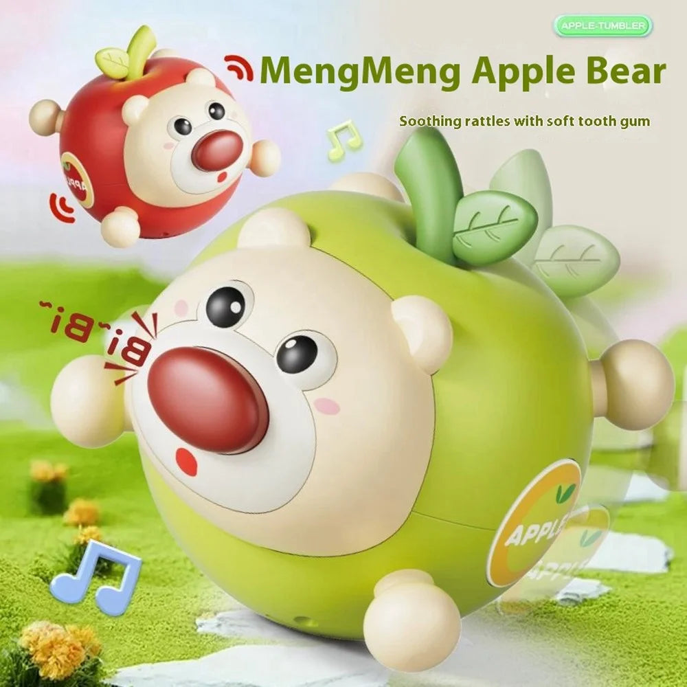 211AB Fruit Bear Tumbler Toy with Sound for 1-3 Years Baby Toy Teething Rattle Early Education Toys - Green - 4