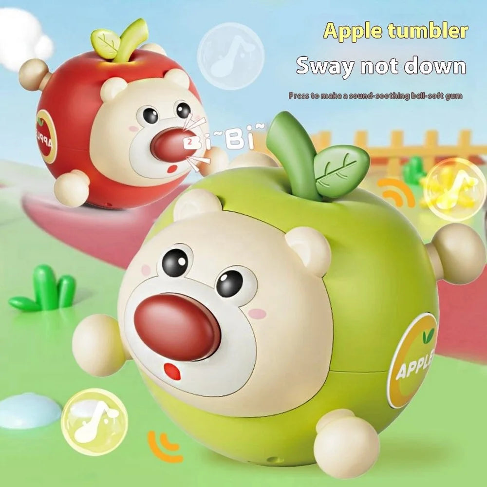 211AB Fruit Bear Tumbler Toy with Sound for 1-3 Years Baby Toy Teething Rattle Early Education Toys - Green - 5