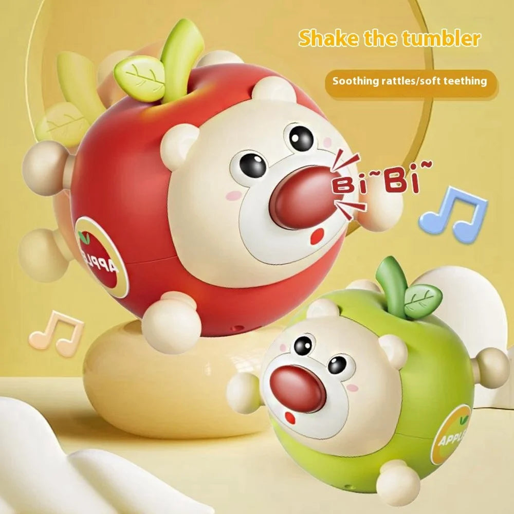 211AB Fruit Bear Tumbler Toy with Sound for 1-3 Years Baby Toy Teething Rattle Early Education Toys - Green - 6