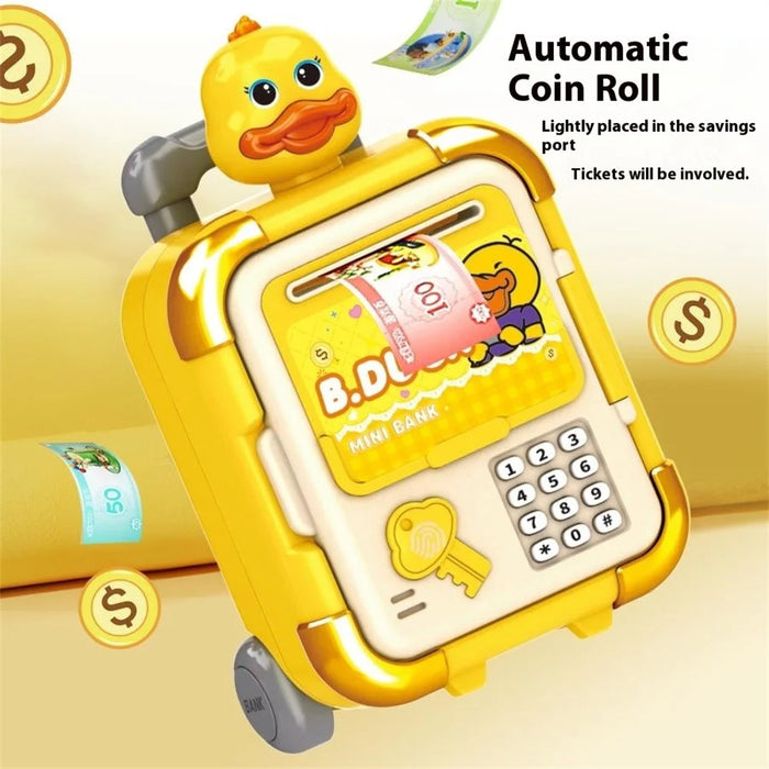 2629-T7 / T8 Automatic Piggy Bank for Kids Rolling Luggage Design with Music, Smart Password Lock, Fingerprint Recognition, Savings Toy - Red - 6