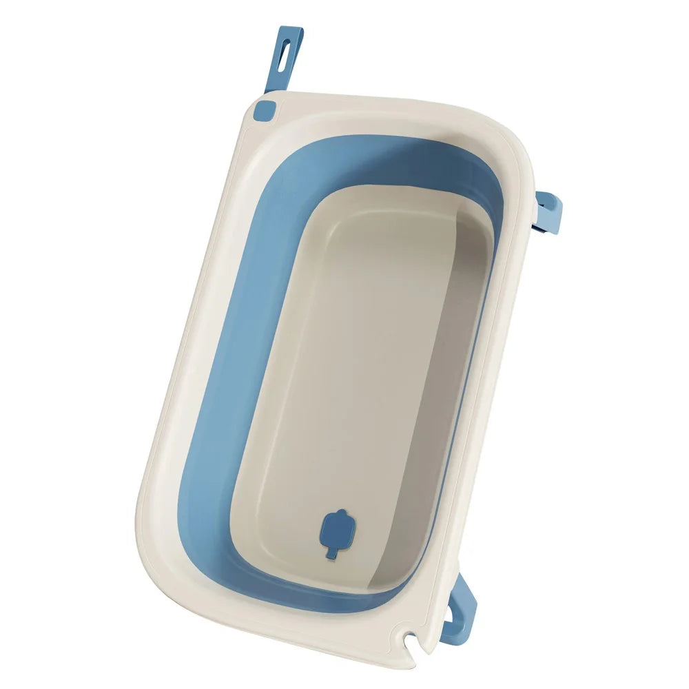 Foldable Baby TPE Bathtub Folding Toddler Bath Tub Infants Girls Boys Bathing Basin for Home, Travel, Size: L - Blue - 1