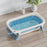Foldable Baby TPE Bathtub Folding Toddler Bath Tub Infants Girls Boys Bathing Basin for Home, Travel, Size: L - Blue - 2