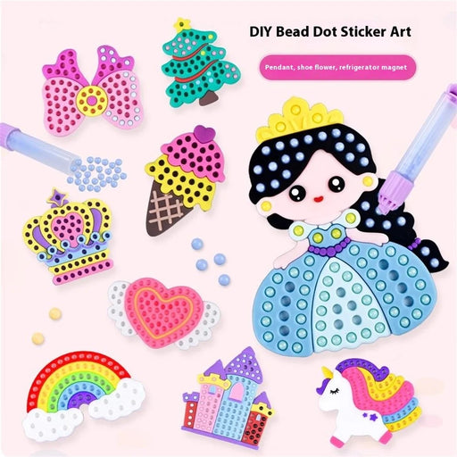 DQ25-2 DIY Beading Art Kit for Kids 9 Pattern Press-On Beads Set Creative Princess Toy Educational Craft - 2