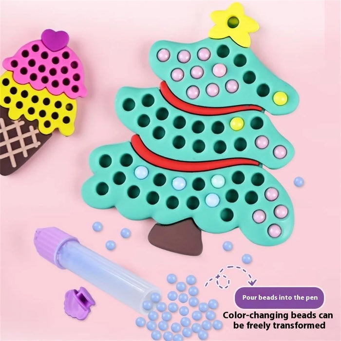 DQ25-2 DIY Beading Art Kit for Kids 9 Pattern Press-On Beads Set Creative Princess Toy Educational Craft - 4