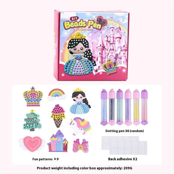 DQ25-2 DIY Beading Art Kit for Kids 9 Pattern Press-On Beads Set Creative Princess Toy Educational Craft - 6