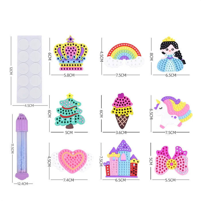 DQ25-2 DIY Beading Art Kit for Kids 9 Pattern Press-On Beads Set Creative Princess Toy Educational Craft - 7