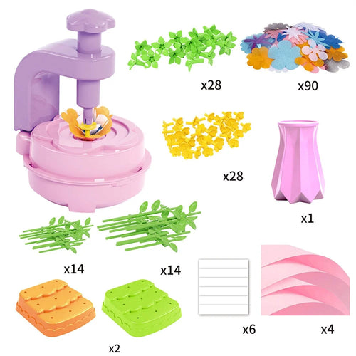 2629-T37A Handmade Fabric Bouquet Set for Kids Flower Crafts Embossing Machine Puzzle Toy - 1