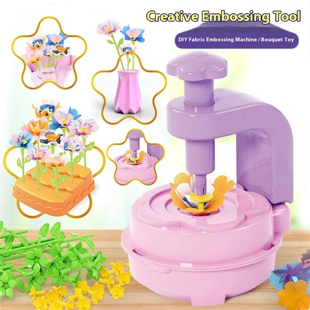 2629-T37A Handmade Fabric Bouquet Set for Kids Flower Crafts Embossing Machine Puzzle Toy - 3
