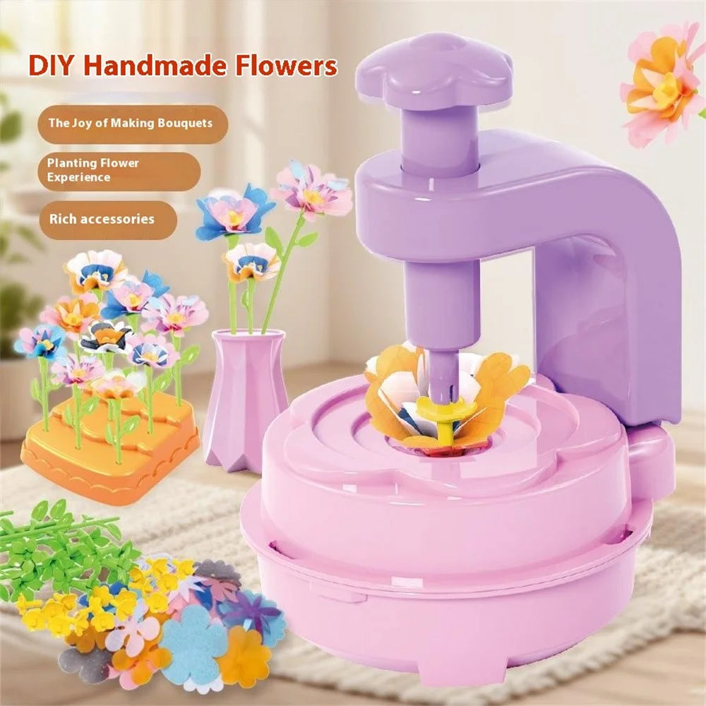 2629-T37A Handmade Fabric Bouquet Set for Kids Flower Crafts Embossing Machine Puzzle Toy - 4