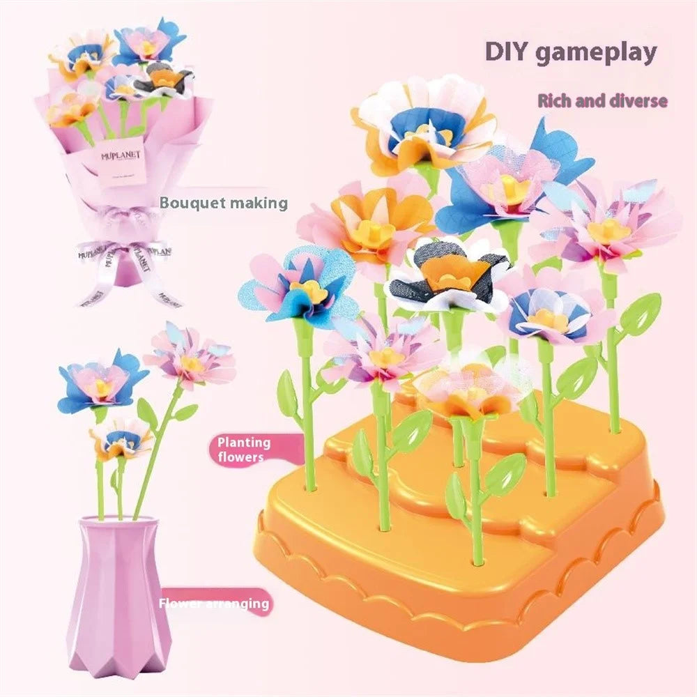 2629-T37A Handmade Fabric Bouquet Set for Kids Flower Crafts Embossing Machine Puzzle Toy - 6