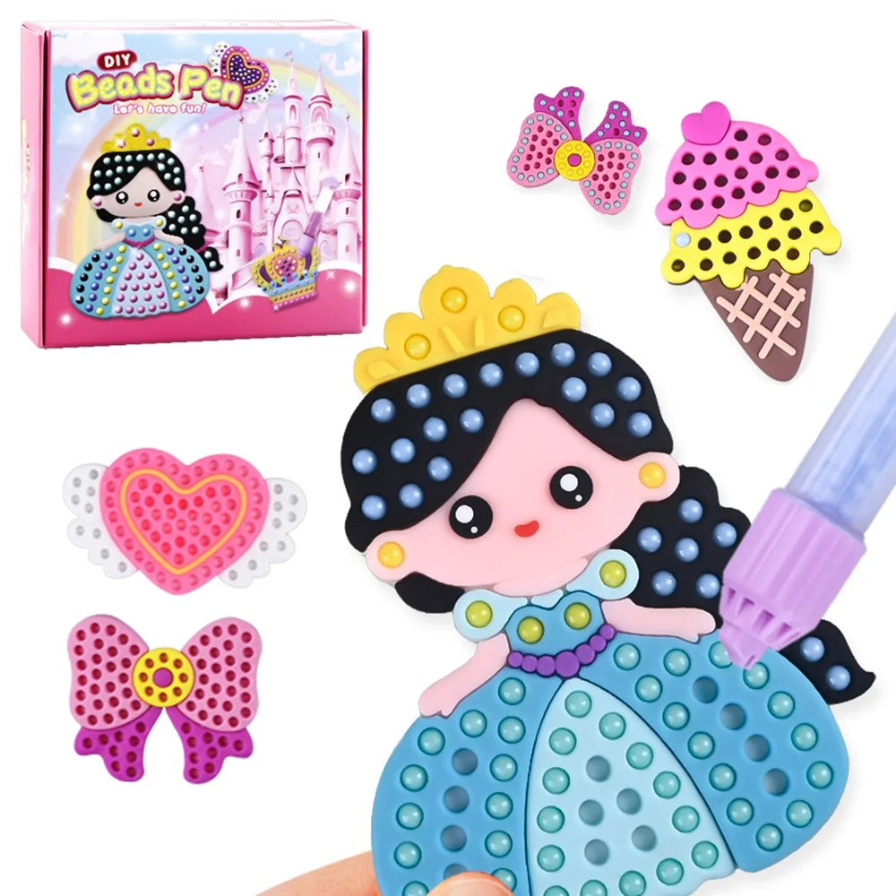DQ25-1 Cartoon Princess DIY Beads Dotting Kit Painting Stickers Crafting Toy, Random Pattern - 1