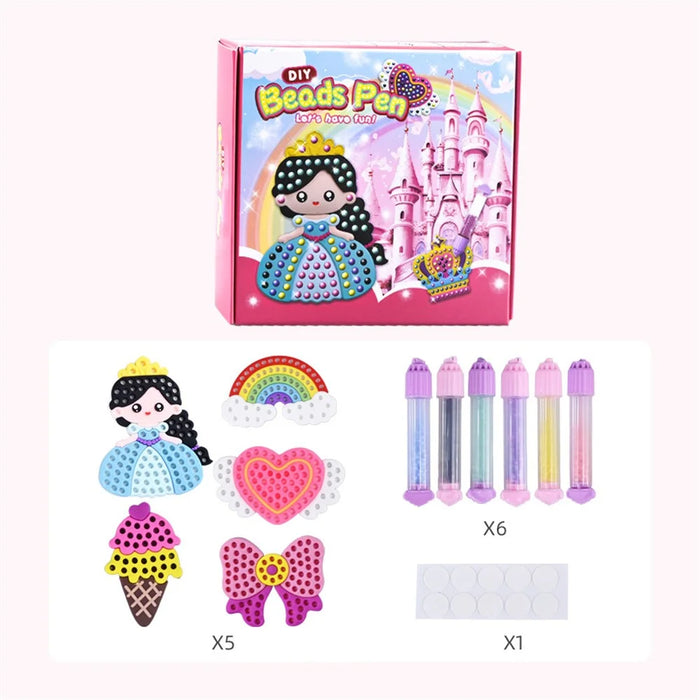 DQ25-1 Cartoon Princess DIY Beads Dotting Kit Painting Stickers Crafting Toy, Random Pattern - 5