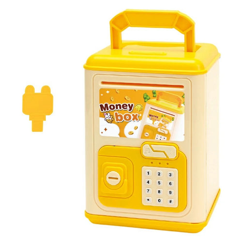 WF990-17 Creative ATM Money Saving Box for Kids Electronic Automatic Bill Rolling Piggy Bank with Password and Key - Yellow - 1