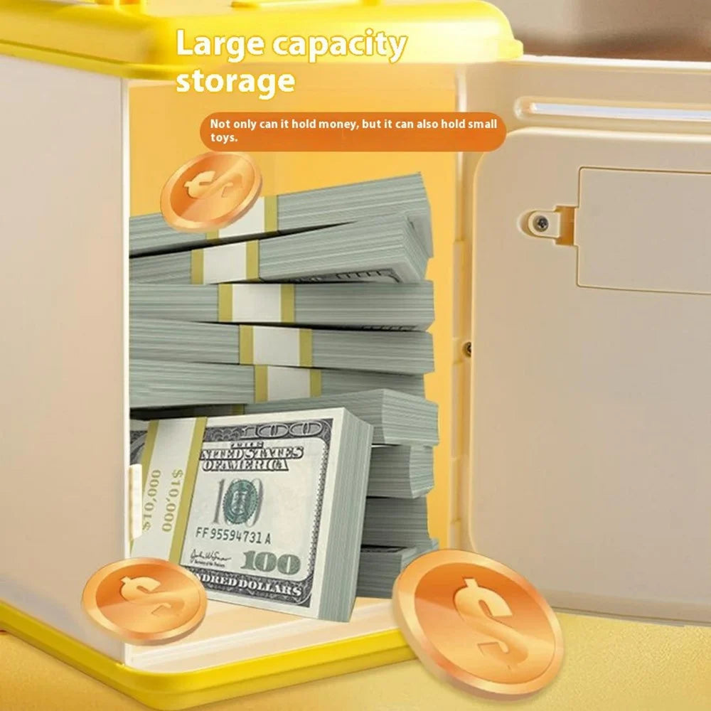 WF990-17 Creative ATM Money Saving Box for Kids Electronic Automatic Bill Rolling Piggy Bank with Password and Key - Yellow - 3