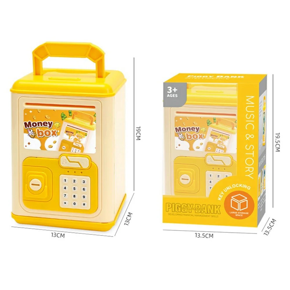 WF990-17 Creative ATM Money Saving Box for Kids Electronic Automatic Bill Rolling Piggy Bank with Password and Key - Yellow - 5