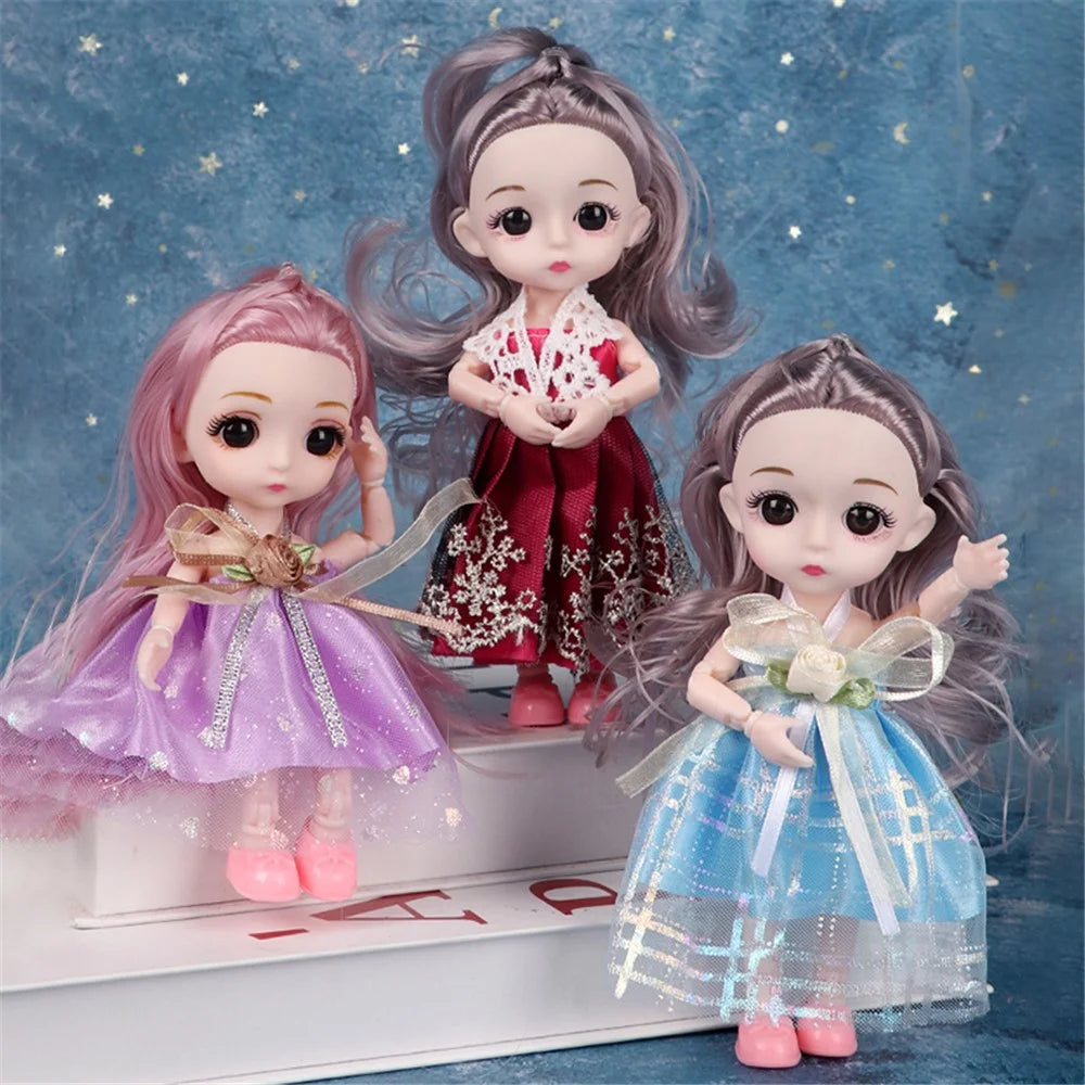 3Pcs / Set 6-inch Plastic Simulation Doll Joint Movable Cartoon Princess Dolls Girls Children Toy - 1
