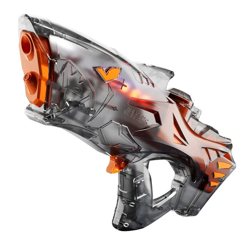 Electric Shark Water Gun for Kids 800ml Rechargeable Continuous Spray Pool Toy with LED Lights - Transparent Gray - 1