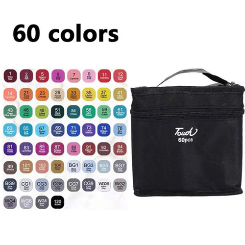 Dual Tip Marker Set 60 Colors Art Pens Drawing Markers for Students  /  Artists  /  Sketching  /  Illustration - 1