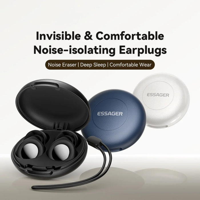 ESSAGER Noise Cancelling Sleeping Earplugs Noise Insulation Silicone Ear Protectors with Storage Case - Black - 3