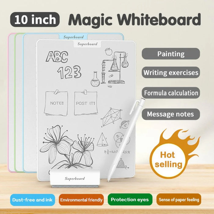 10 Inch ABS Plastic Magnetic Writing Tablet Nano Microcapsule Drawing Board with Eraser and Pen - White - 2
