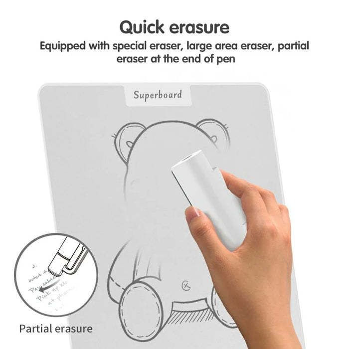 10 Inch ABS Plastic Magnetic Writing Tablet Nano Microcapsule Drawing Board with Eraser and Pen - White - 4