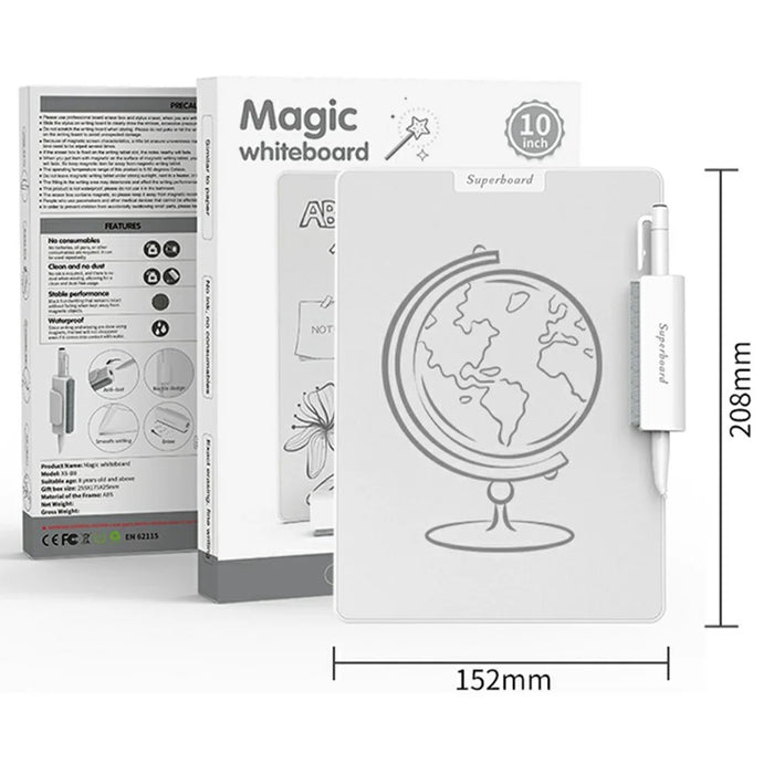 10 Inch ABS Plastic Magnetic Writing Tablet Nano Microcapsule Drawing Board with Eraser and Pen - White - 7