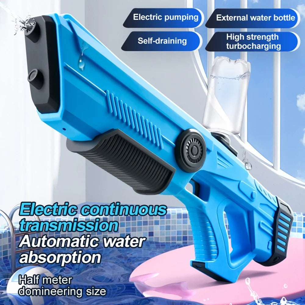 Y1 Self-Priming Electric Water Gun Rechargeable 8-10m Range Gun Gift - Blue - 2