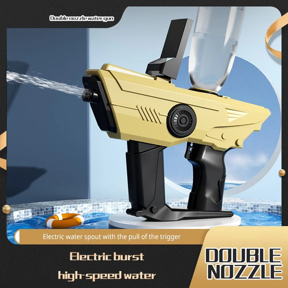 Y2 Rechargeable Electric Water Gun 10m Range Dual Nozzle Continuous Spray Water Gun Gift - Desert Yellow - 3