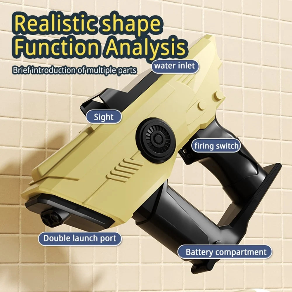 Y2 Rechargeable Electric Water Gun 10m Range Dual Nozzle Continuous Spray Water Gun Gift - Desert Yellow - 5