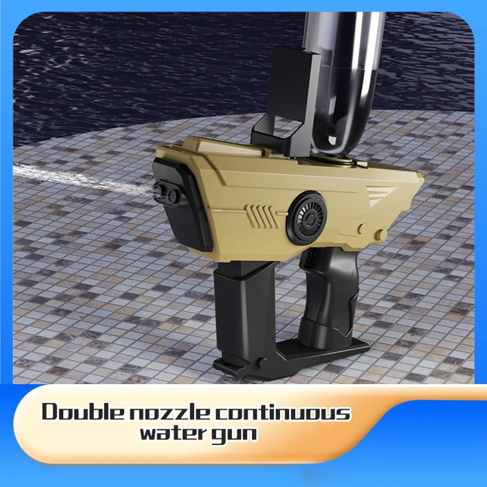Y2 Rechargeable Electric Water Gun 10m Range Dual Nozzle Continuous Spray Water Gun Gift - Desert Yellow - 6