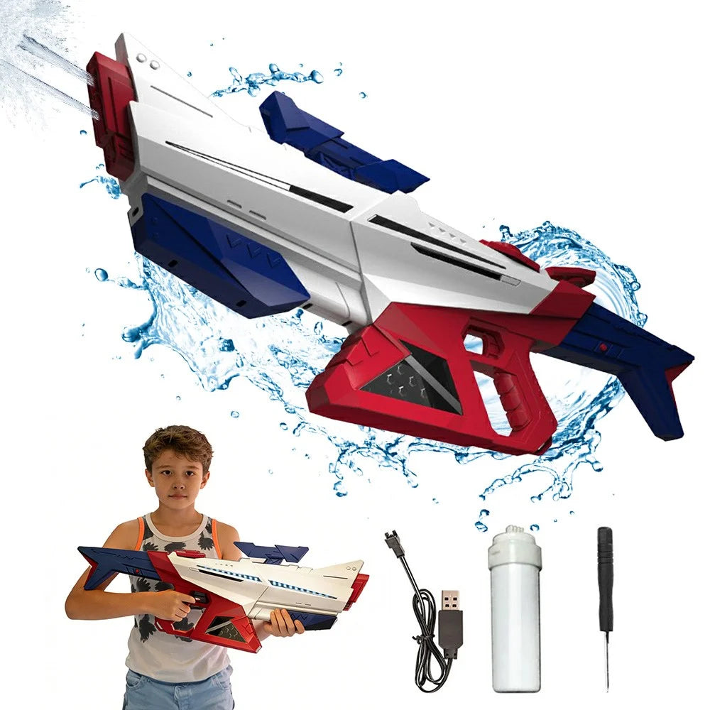Y12 Electric Water Gun Toy with Light Effects Automatic / Manual Dual Mode Water Pistol Toy for Outdoor Play - Red / Blue - 1