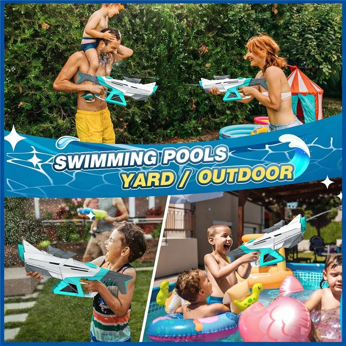 Y12 Electric Water Gun Toy with Light Effects Automatic / Manual Dual Mode Water Pistol Toy for Outdoor Play - Red / Blue - 5