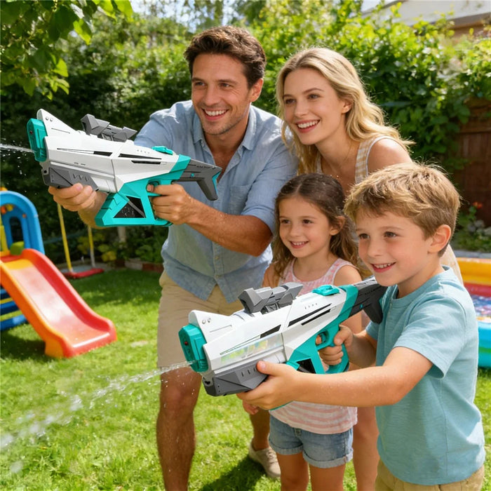 Y12 Electric Water Gun Toy with Light Effects Automatic / Manual Dual Mode Water Pistol Toy for Outdoor Play - Red / Blue - 6