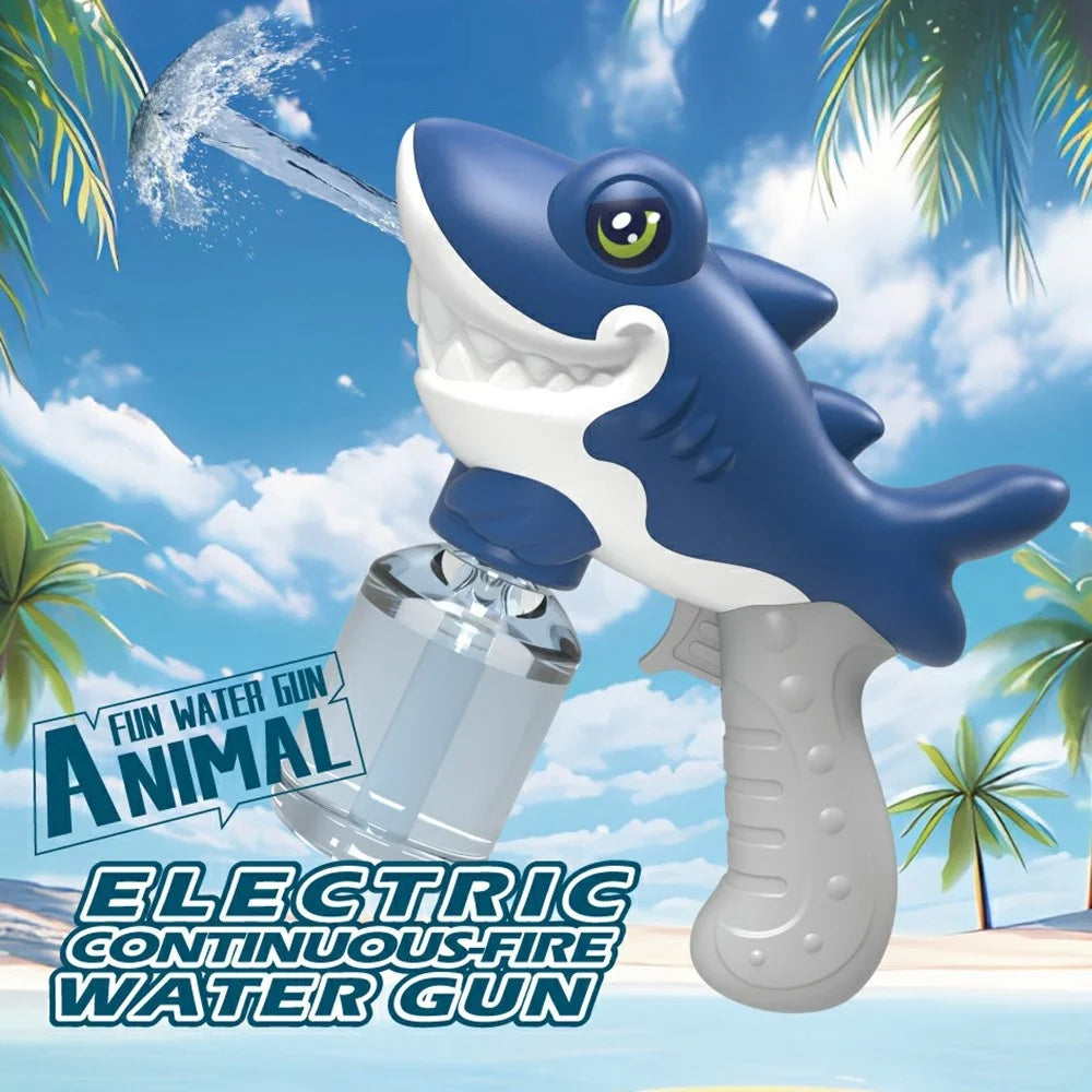 Y6 Cartoon Shark Electric Water Gun Continuous Spray Water Pistol Toy for Kids Outdoor Play - Blue - 2