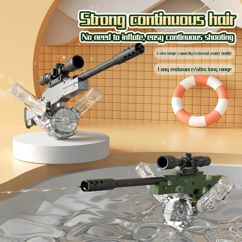 Y3AWM Electric Water Gun Auto Continuous Spray Long Range 8-10m for Ages 6+ Outdoor Play Toy - Grey - 3
