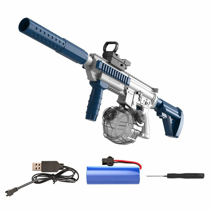 Y4 M416 Electric Water Gun for 6+ Years Old Water Pistol Toy Support External Water Bottle Summer Outdoor Toy - Blue / White - 1