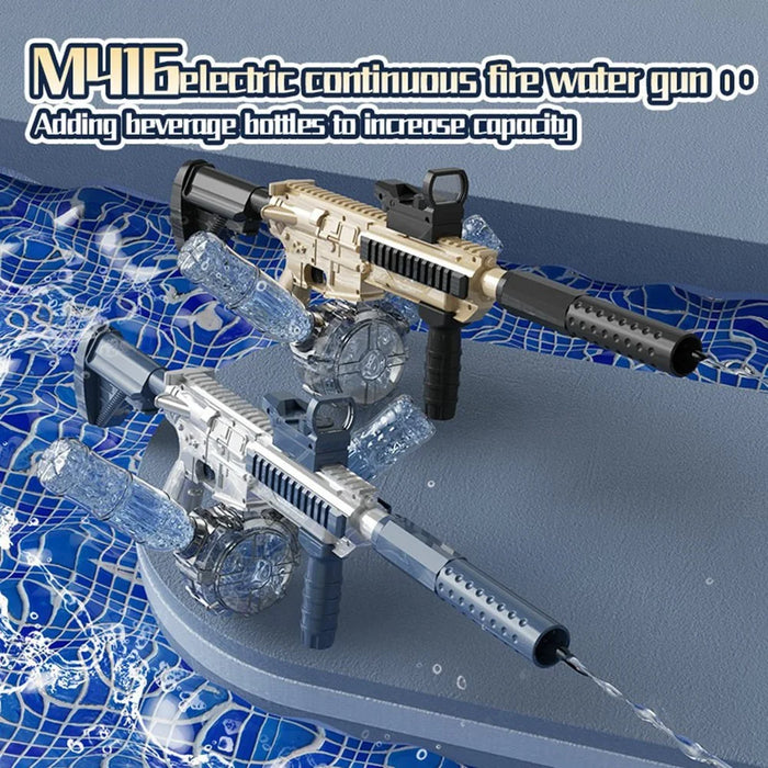 Y4 M416 Electric Water Gun for 6+ Years Old Water Pistol Toy Support External Water Bottle Summer Outdoor Toy - Blue / White - 2