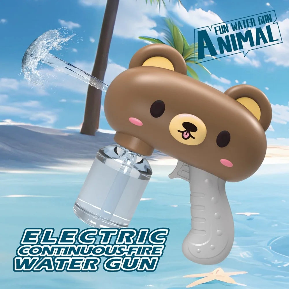 Y9 Electric Water Gun Cartoon Bear Design Continuous Spray High Pressure Water Gun Children Gift - Brown - 5