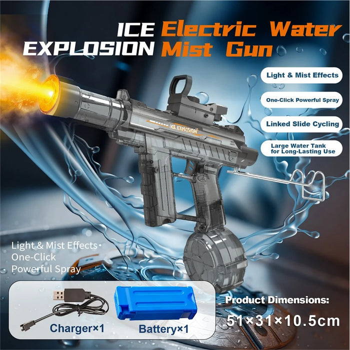 Y13 Summer Interactive Electric Water Mist Gun Continuous Spray Shooting Toy with LED Light Children Gift - Transparent Grey - 2