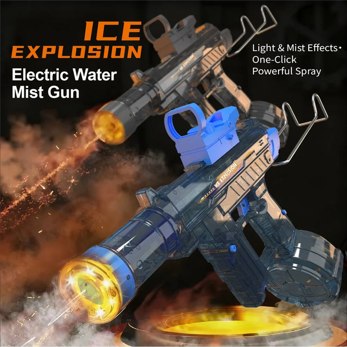 Y13 Summer Interactive Electric Water Mist Gun Continuous Spray Shooting Toy with LED Light Children Gift - Transparent Grey - 3