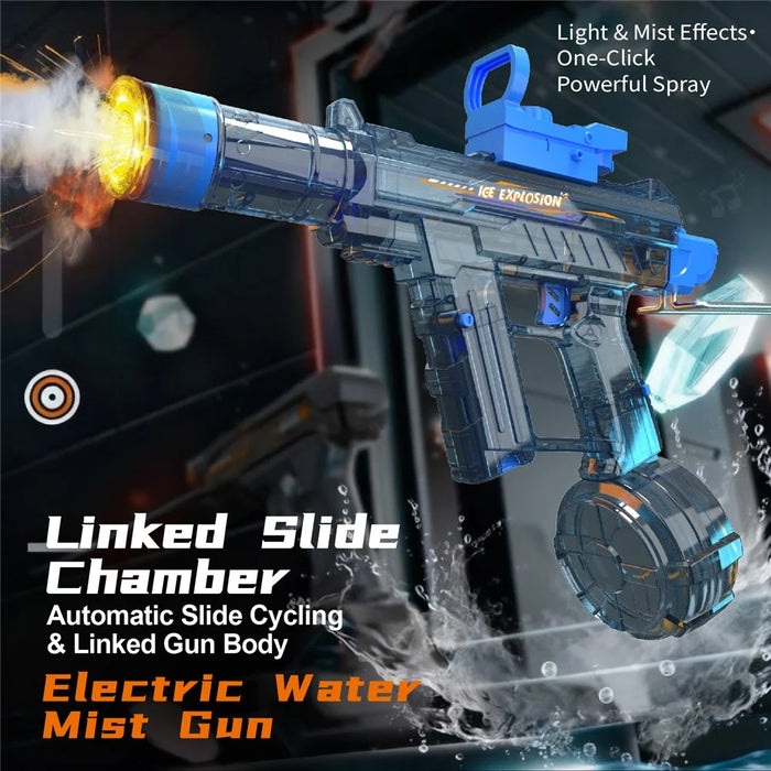 Y13 Summer Interactive Electric Water Mist Gun Continuous Spray Shooting Toy with LED Light Children Gift - Transparent Grey - 4