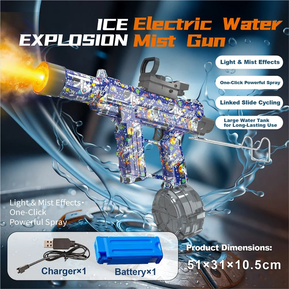 Y13-A Electric Water Gun Mist Blaster with LED Light 10m Range Outdoor Water Gun Toy Children Gift - Cosmic Blue - 2