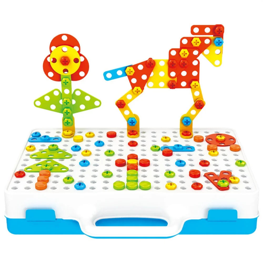 Electric Drill Building Kit for Children 3D Mosaic Puzzle Toy DIY STEM Educational Assembly Tool Set - 1