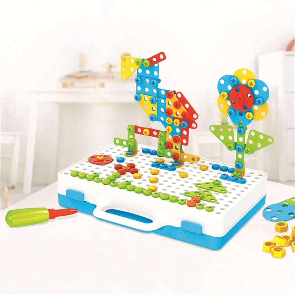 Electric Drill Building Kit for Children 3D Mosaic Puzzle Toy DIY STEM Educational Assembly Tool Set - 3
